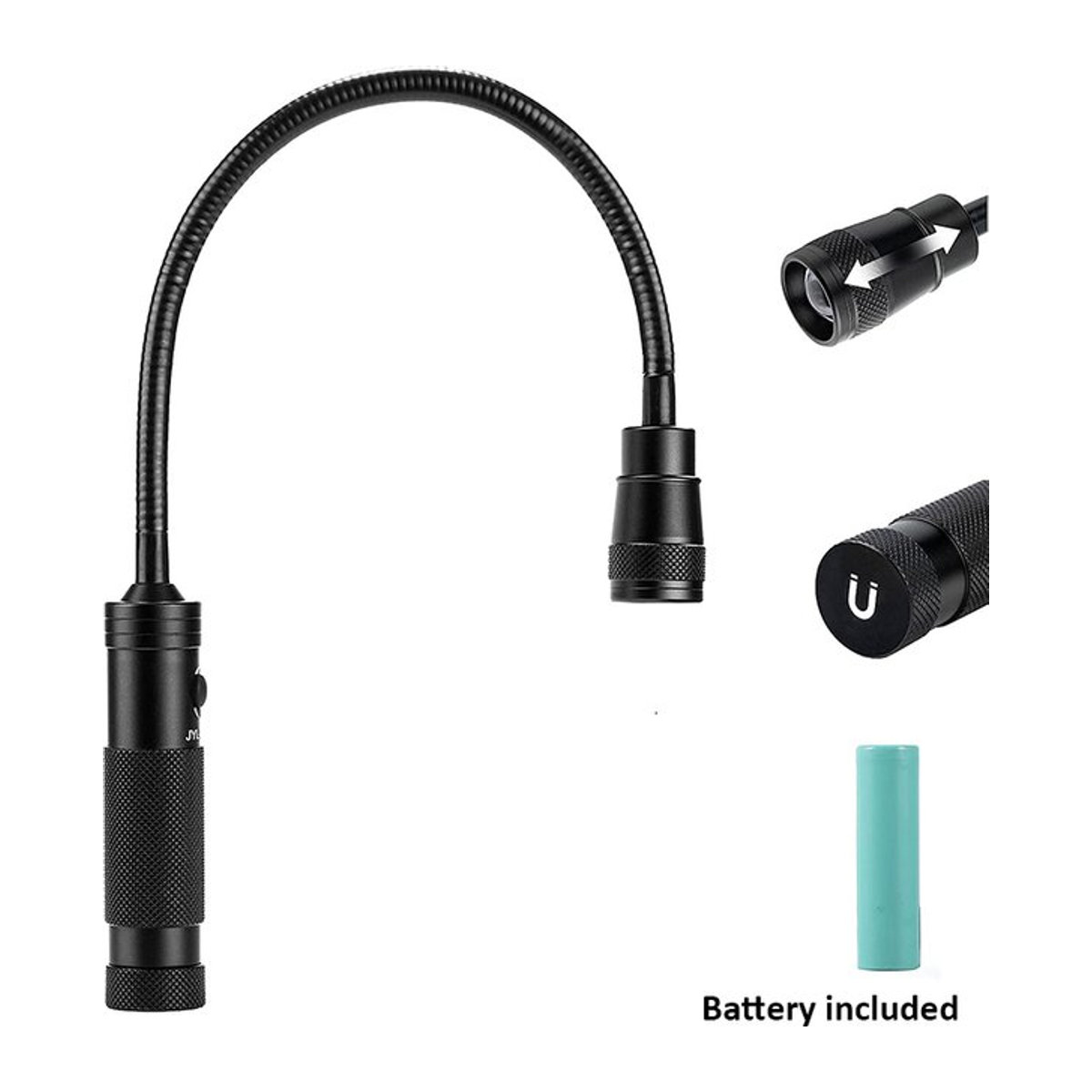 CHIN TORCH LED-Arbeitsleuchte mit flexiblem Schwanenhals, Magnetfuß und Zoomfunktion in Ultrahell - Bild 1