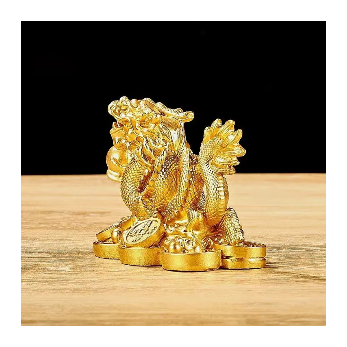 Chinesische Geely Qianlong Statue aus Kunstharz in Bronze und Gold als Feng Shui Dekoration für dein Wohnzimmer oder Büro - Bild 3