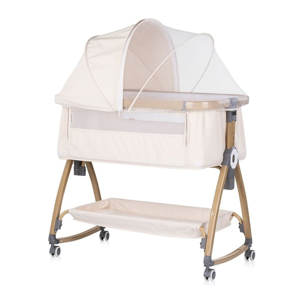 Chipolino Beistellbett Charisma in Beige mit Matratze, höhenverstellbar, mit Rädern, Ablagefach und Sicherheitsgurt - Bild 1