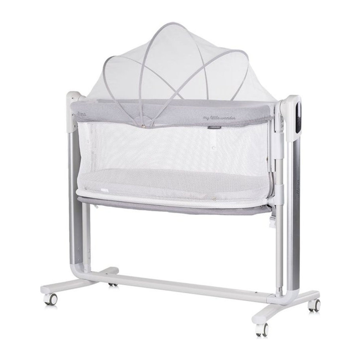 Chipolino Elektrische Babywiege Ultima Beistellbett mit Schaukelfunktion, Musik und Timer in Grau - Bild 1