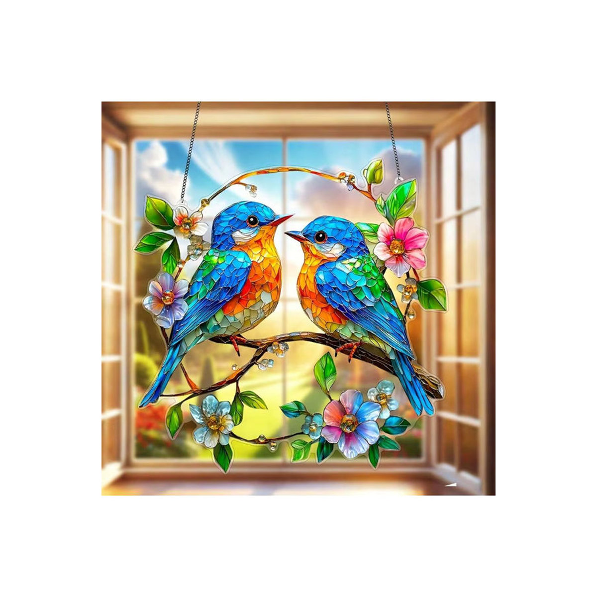 Chiting Bluebird hängende Glasdekoration in Blau und Mehrfarbig für Auto, Fenster, Garten oder Büro - Bild 7