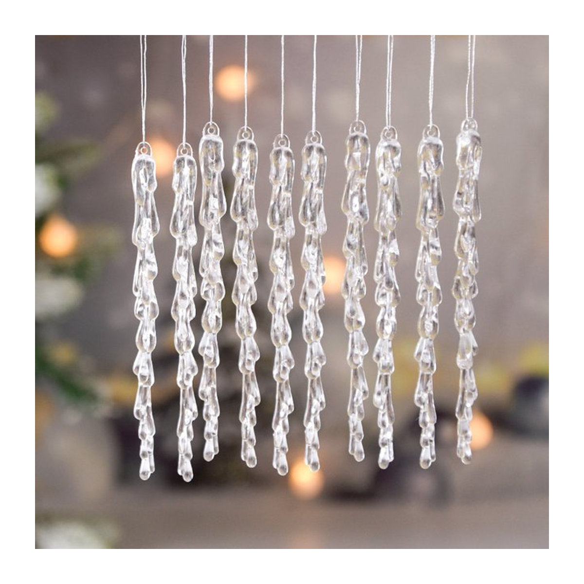 CHIXINHAPPY Weihnachts Eiszapfen Hängeornamente aus transparentem Kunststoff, Höhe: 13 cm - Bild 1
