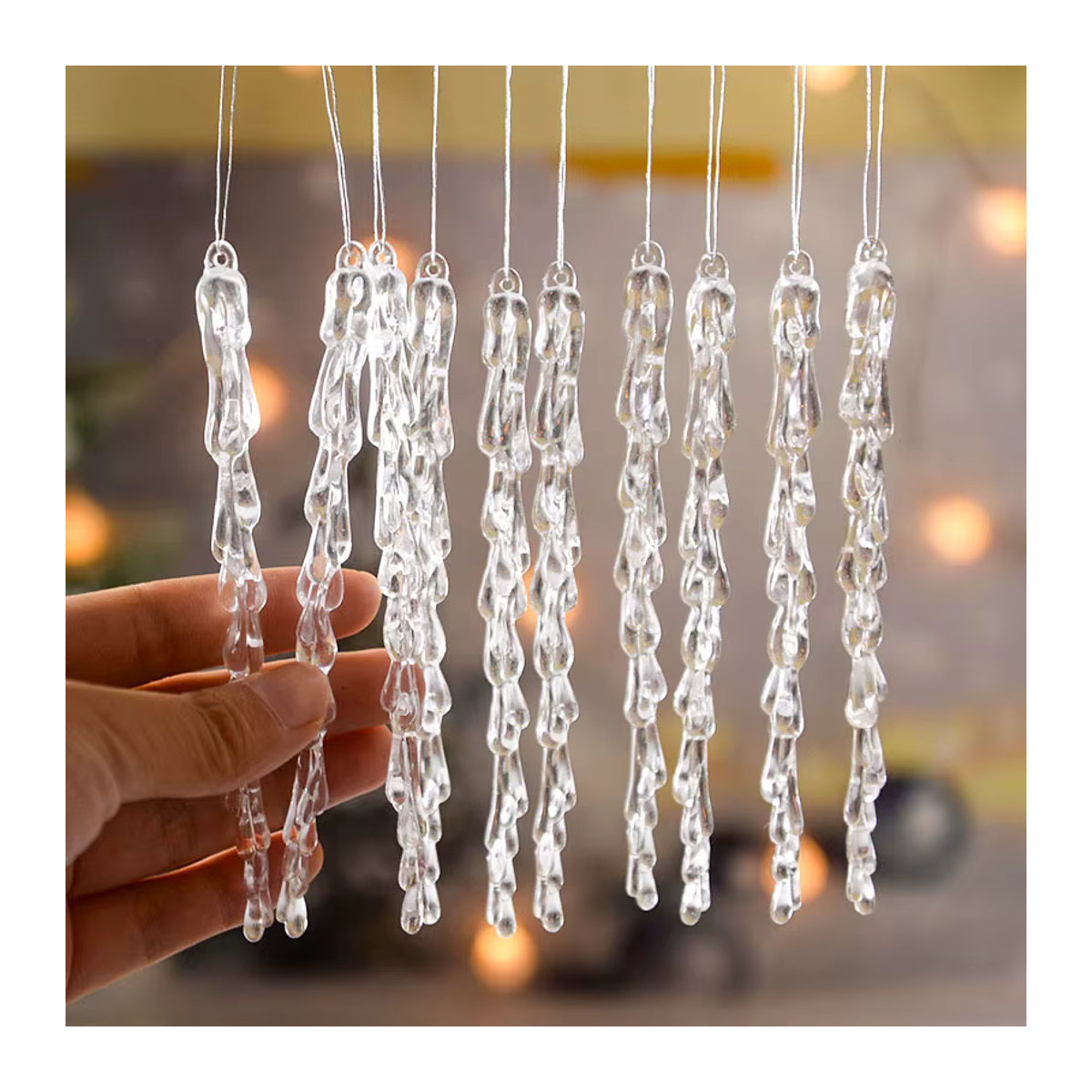 CHIXINHAPPY Weihnachts Eiszapfen Hängeornamente aus transparentem Kunststoff, Höhe: 13 cm - Bild 2