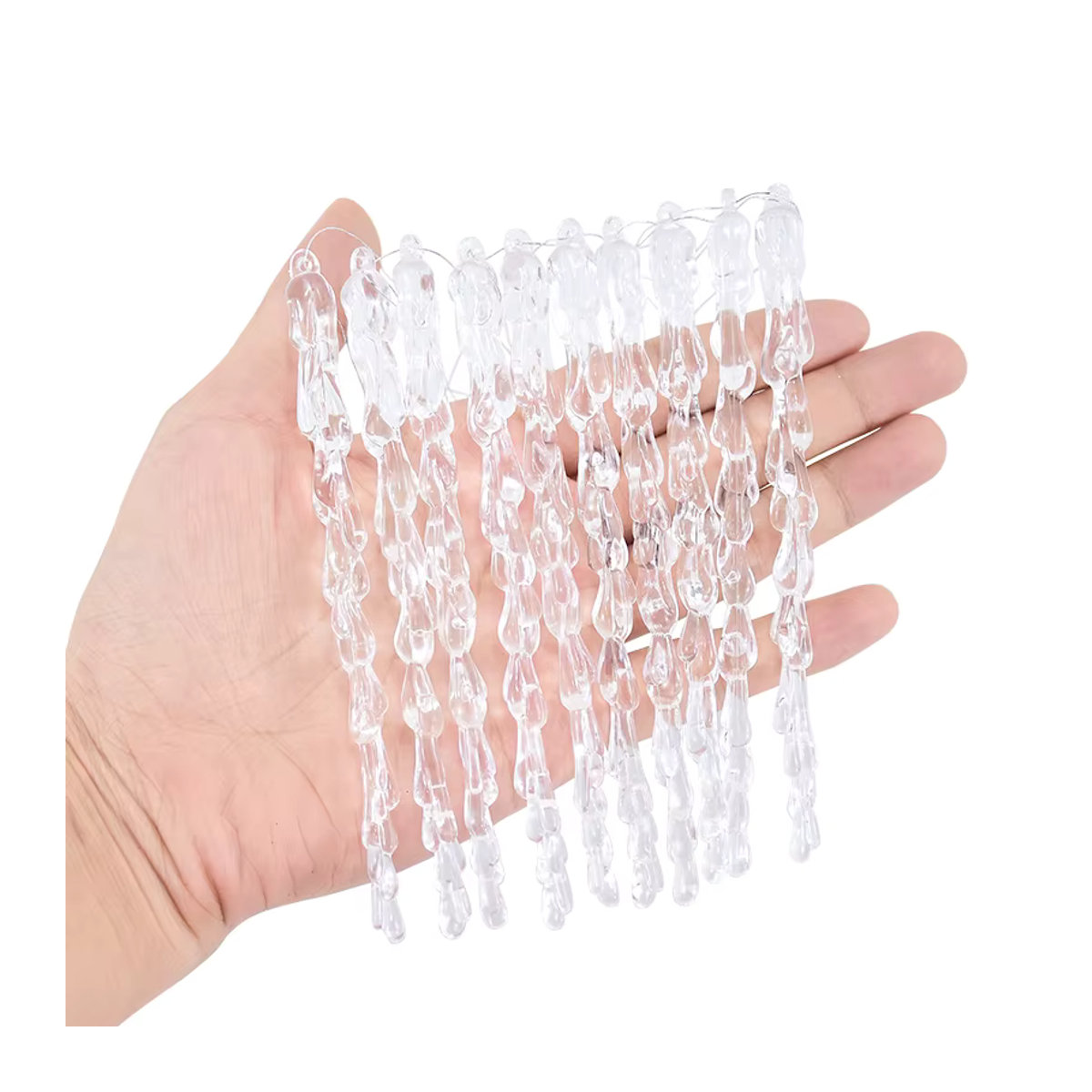 CHIXINHAPPY Weihnachts Eiszapfen Hängeornamente aus transparentem Kunststoff, Höhe: 13 cm - Bild 5