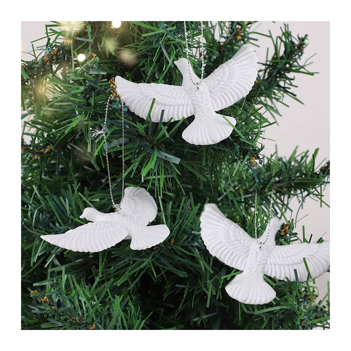 CHIXINHAPPY Weihnachtsschmuck Hängeornament aus Kunststoff als weiße Friedenstaube-Figur - Bild 2