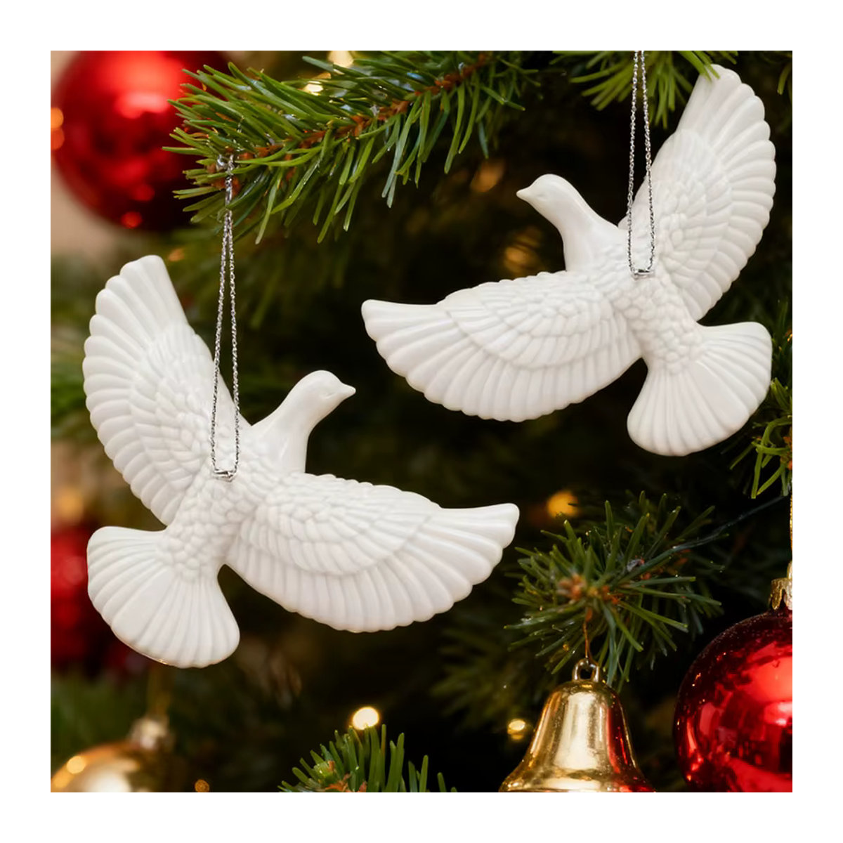 CHIXINHAPPY Weihnachtsschmuck Hängeornament aus Kunststoff als weiße Friedenstaube-Figur - Bild 4