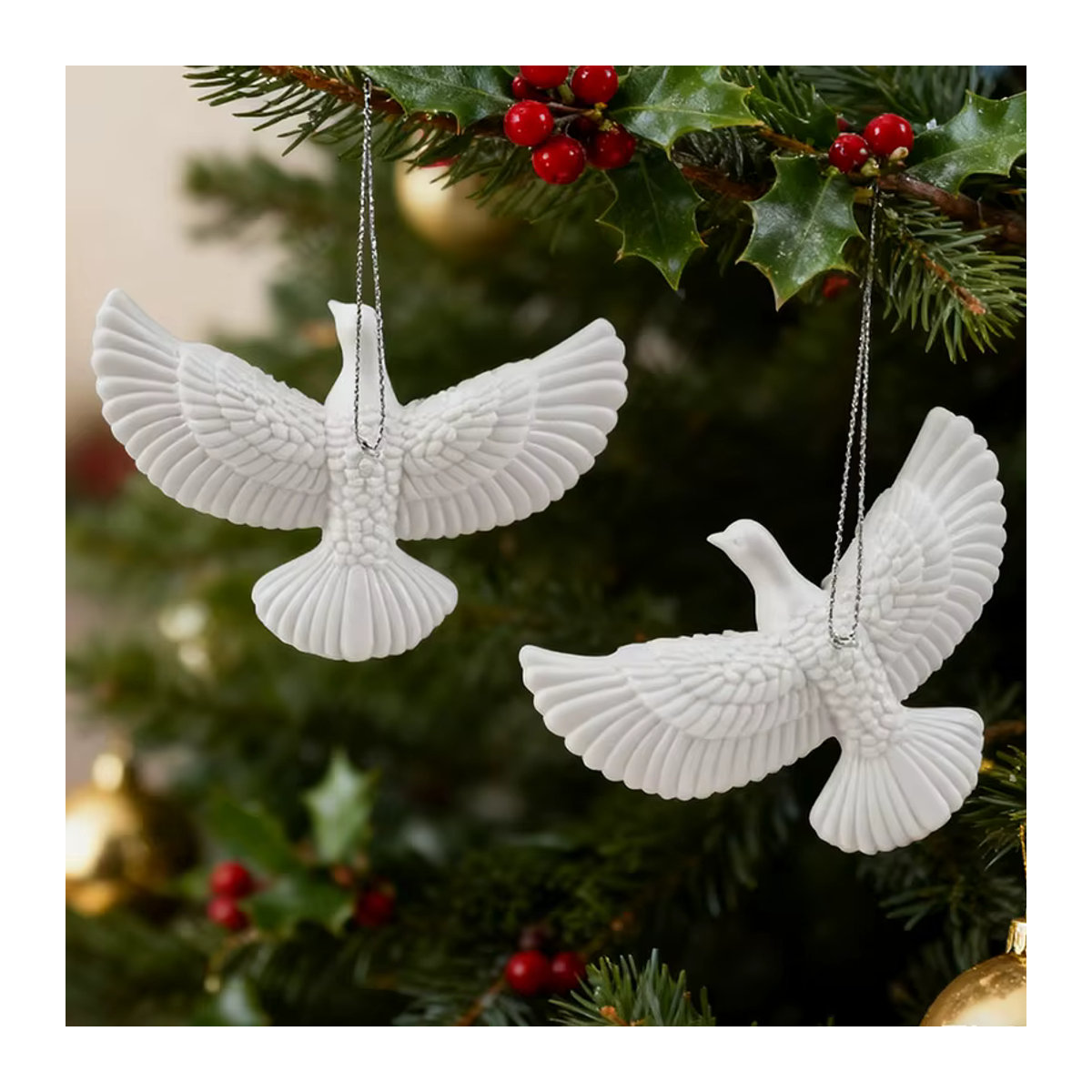 CHIXINHAPPY Weihnachtsschmuck Hängeornament aus Kunststoff als weiße Friedenstaube-Figur - Bild 5