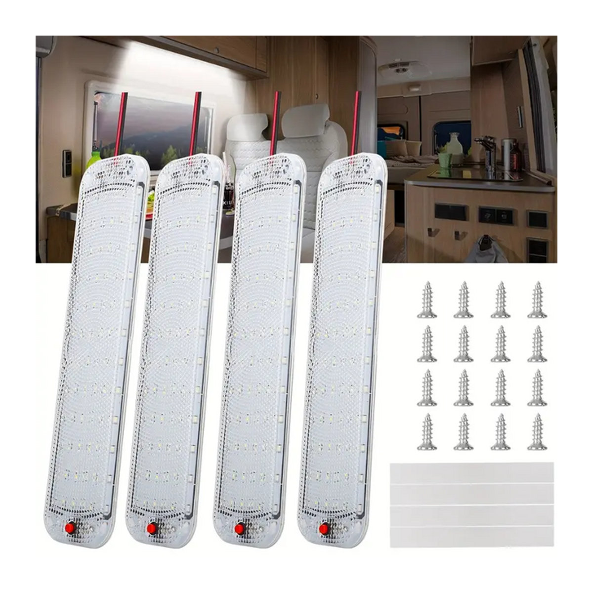 CHKJPLH 4er Set LED Deckenlampe für Wohnmobil und Anhänger, 12V 24V, Weiß, Minimalistisches Design - Bild 1