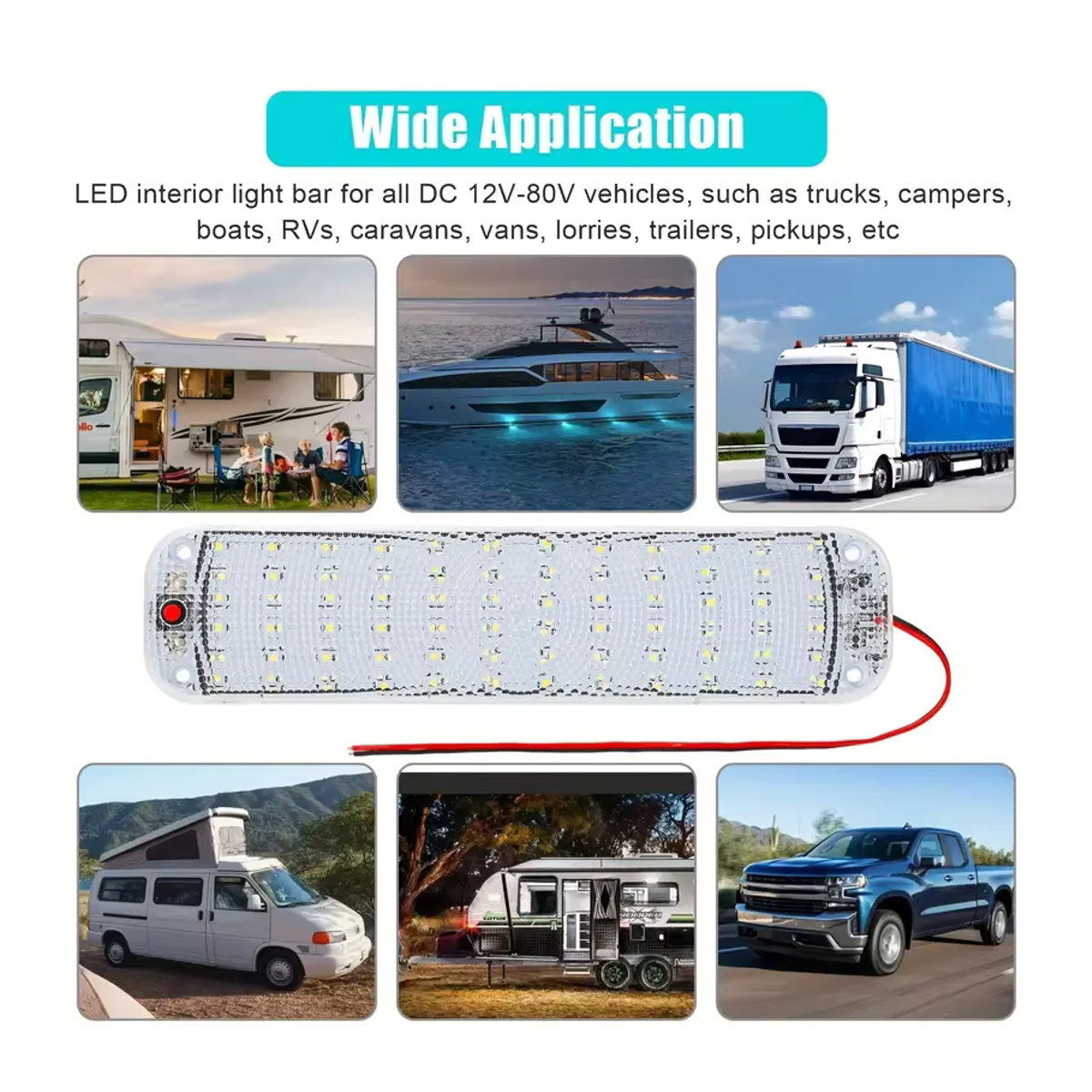 CHKJPLH 4er Set LED Deckenlampe für Wohnmobil und Anhänger, 12V 24V, Weiß, Minimalistisches Design - Bild 5