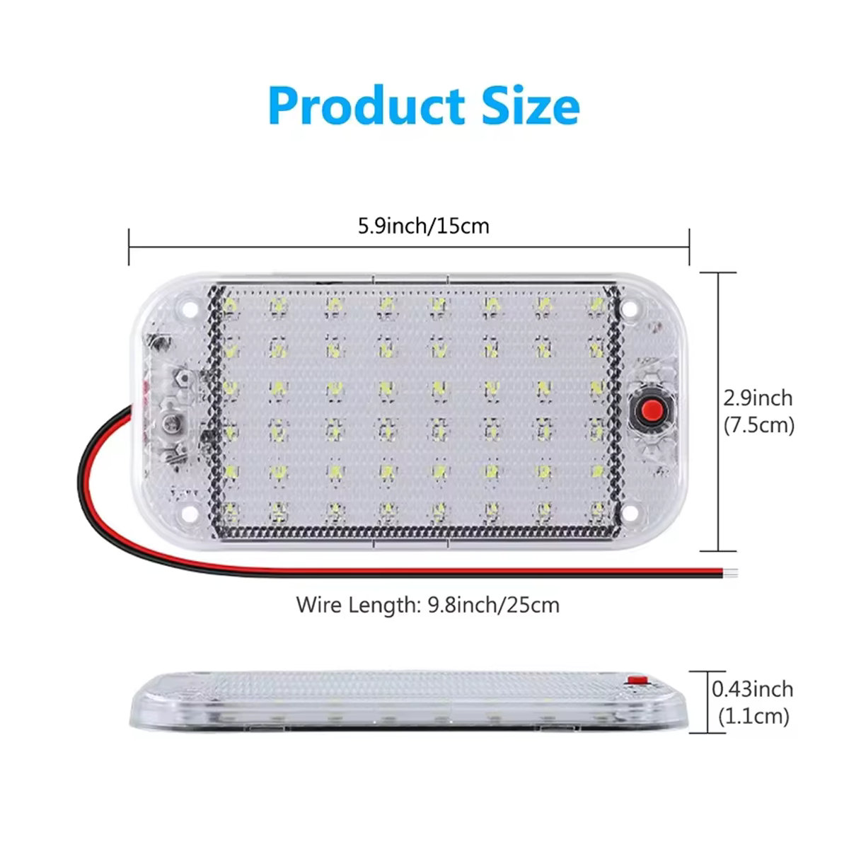 CHKJPLH LED Deckenspot mit 48 LEDs und Schalter für Wohnmobile, Busse und Boote, Weiß, 12V 24V - Bild 3