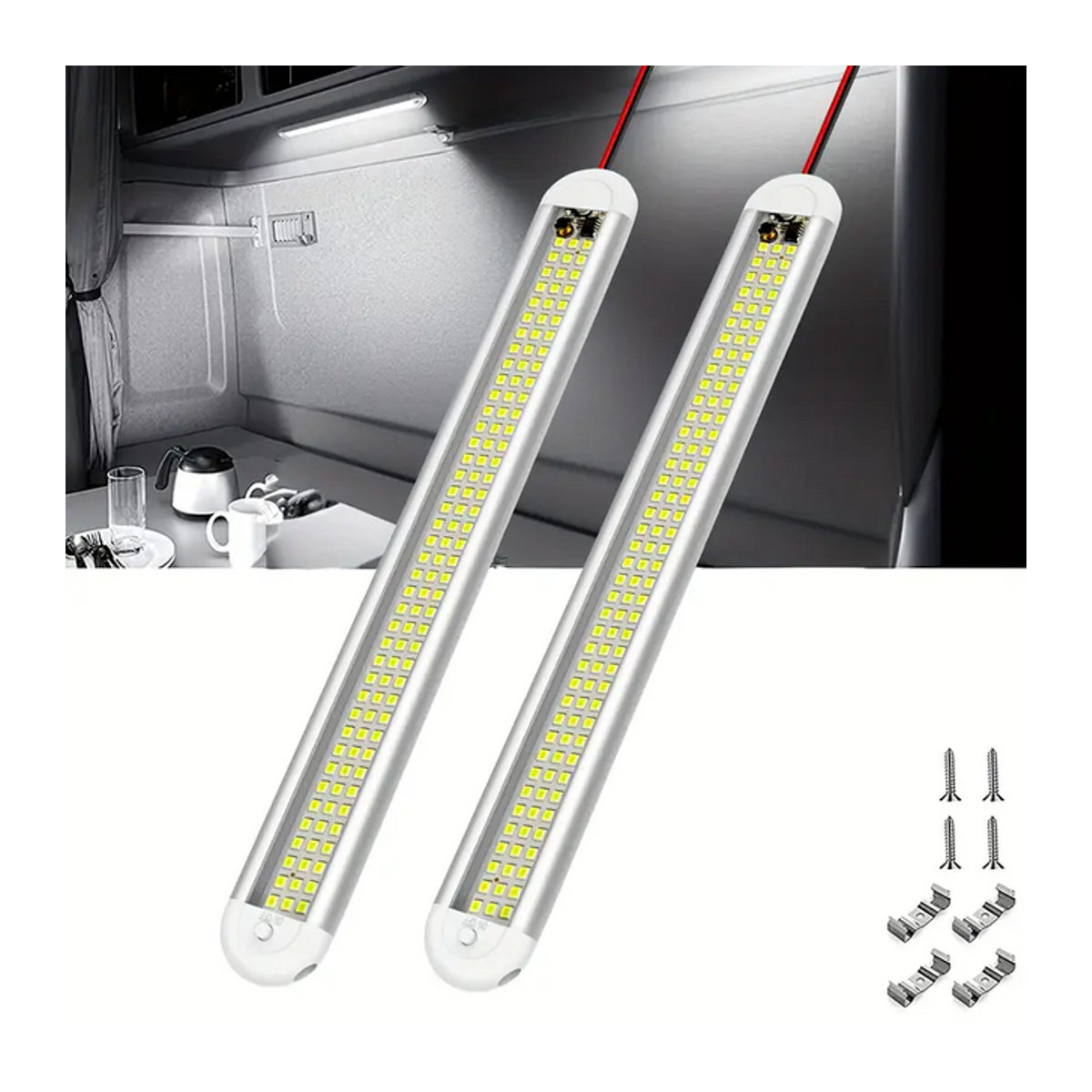 CHKJPLH LED Innenlichtleiste mit Schalter, 10W 12V 24V, 120 LEDs für Wohnmobile, Vans, LKW und Boote - Bild 1