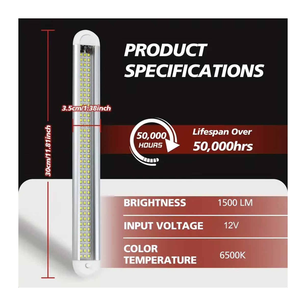 CHKJPLH LED Innenlichtleiste mit Schalter, 10W 12V 24V, 120 LEDs für Wohnmobile, Vans, LKW und Boote - Bild 2