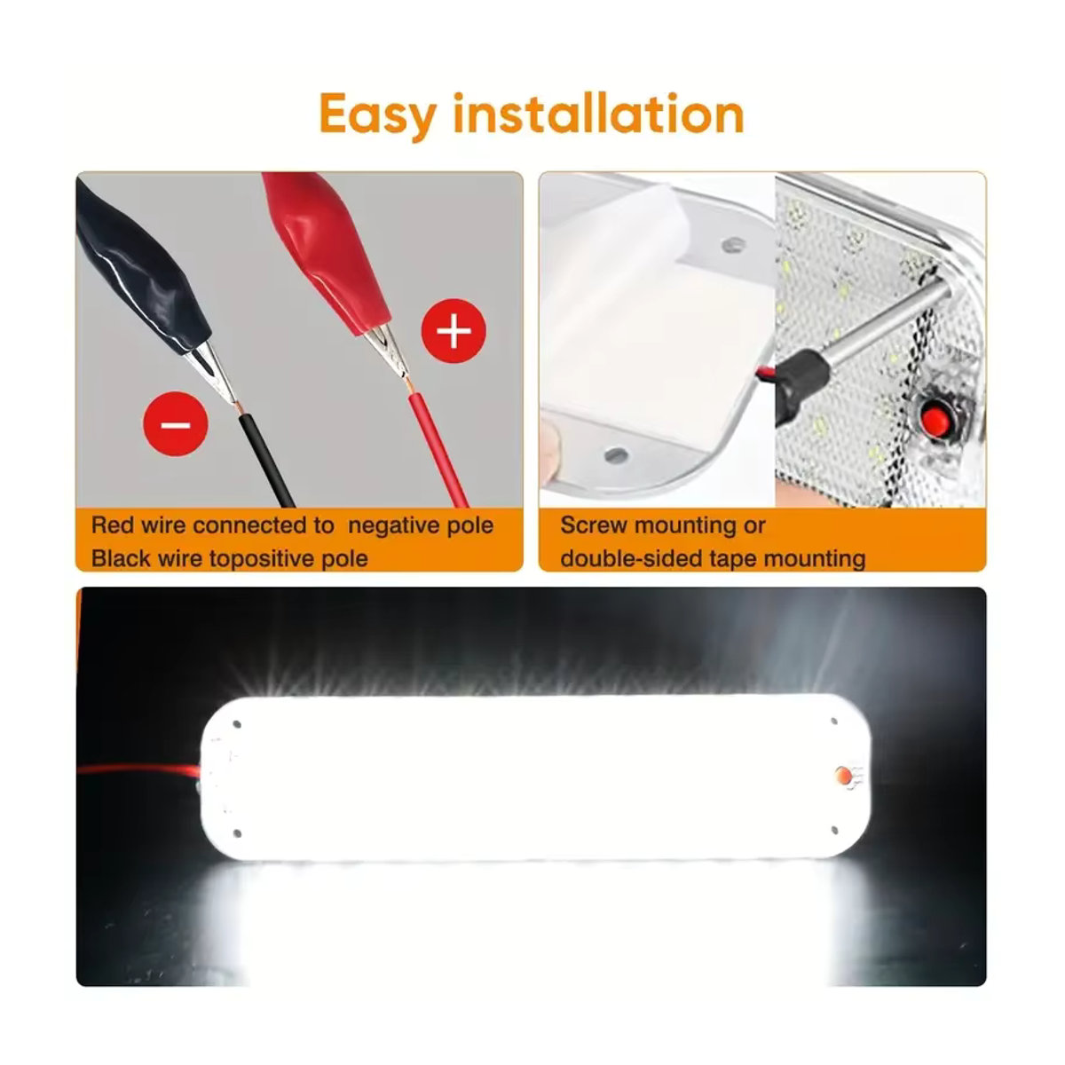 CHKJPLH LED Panel Licht mit 72 LEDs und Schalter, Weiß, 12V-80V Deckenspot für Auto, Wohnmobil, Anhänger und Boot - Bild 3