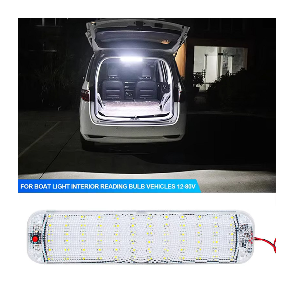 CHKJPLH LED Panel Licht mit 72 LEDs und Schalter, Weiß, 12V-80V Deckenspot für Auto, Wohnmobil, Anhänger und Boot - Bild 4