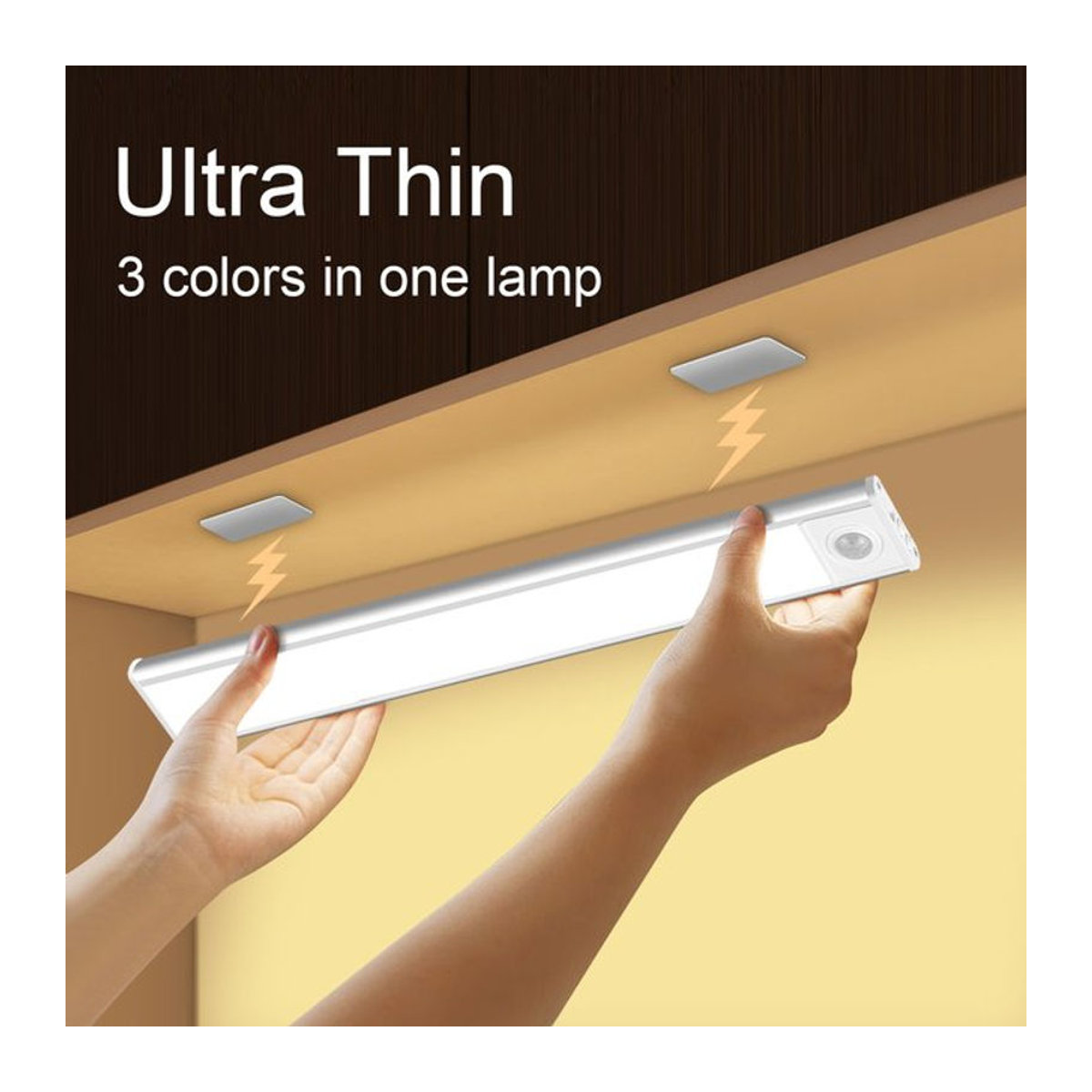 CHNAITEKE Aluminium LED-Unterschrankleuchte mit PIR-Bewegungssensor, dimmbar, USB-aufladbar, Silber - Bild 1