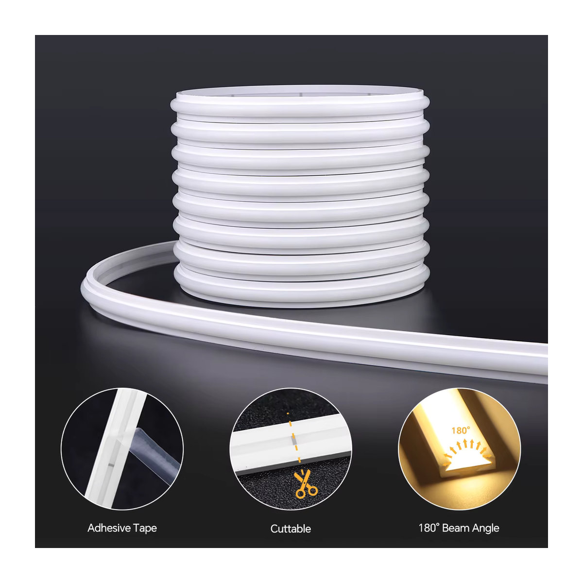 CHNAITEKE COB LED Streifen mit Smart Dual PIR Bewegungssensor, Silikon Neon Licht in Schwarz, DC 24V, selbstklebend für Treppen und Nachtbeleuchtung - Bild 2