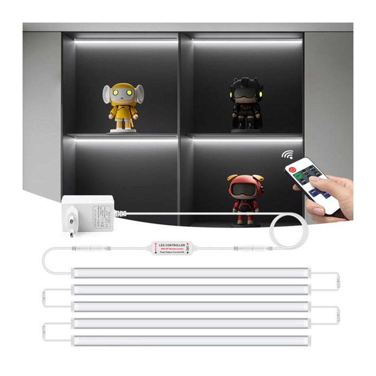 CHNAITEKE Dimmbare LED Aluminium Lichtleiste in Weiß für Möbelbeleuchtung, verknüpfbar mit RF-Fernbedienung, B/T/H: 30 x 40 x 50 cm - Bild 1