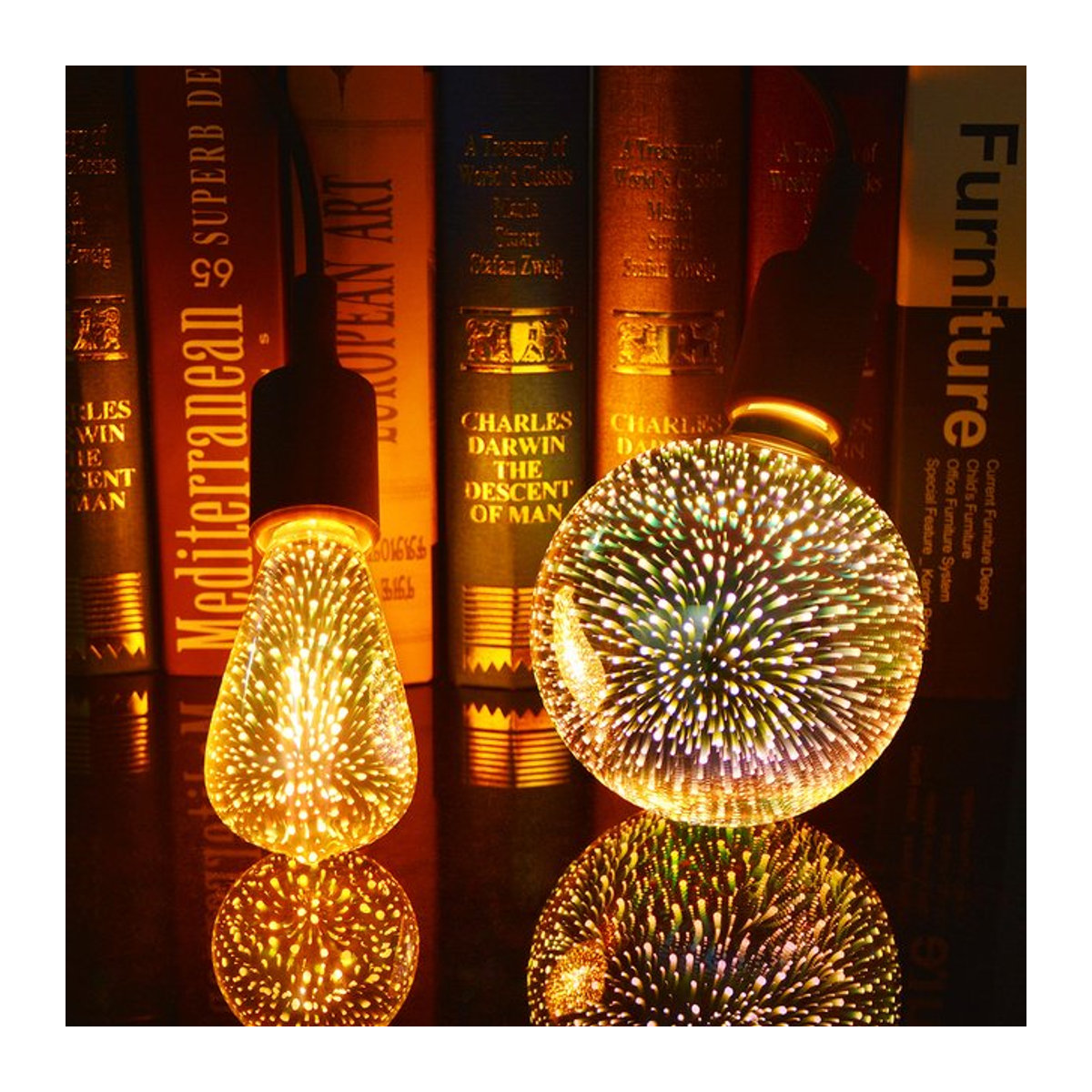CHNAITEKE LED 3D Glühbirne E27 mit buntem Feuerwerk-Effekt im Vintage-Design - Bild 1