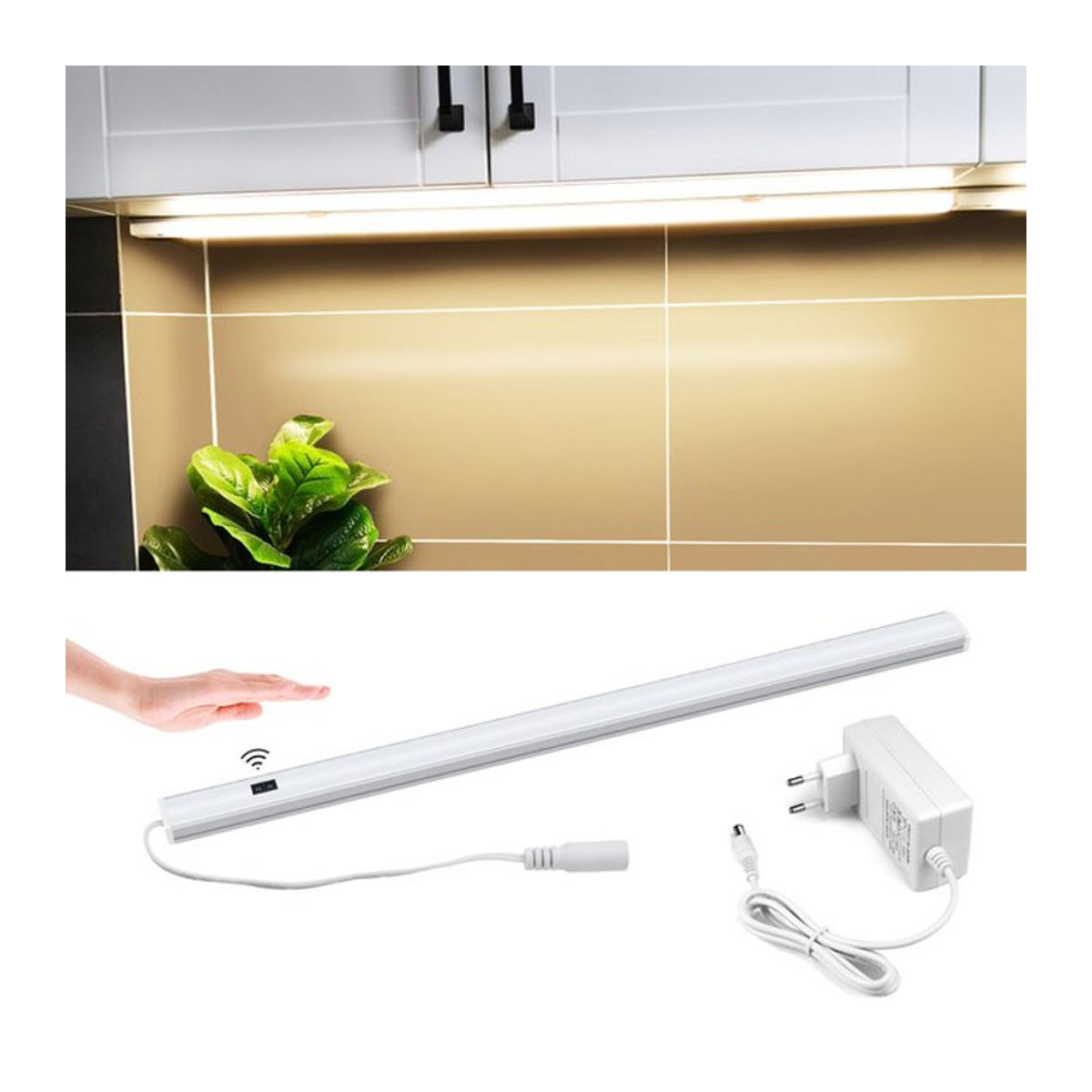 CHNAITEKE LED Bar Licht aus Aluminium mit Handscan Sensor und 3 Farbtemperaturen in Weiß zur Möbelbeleuchtung - Bild 1
