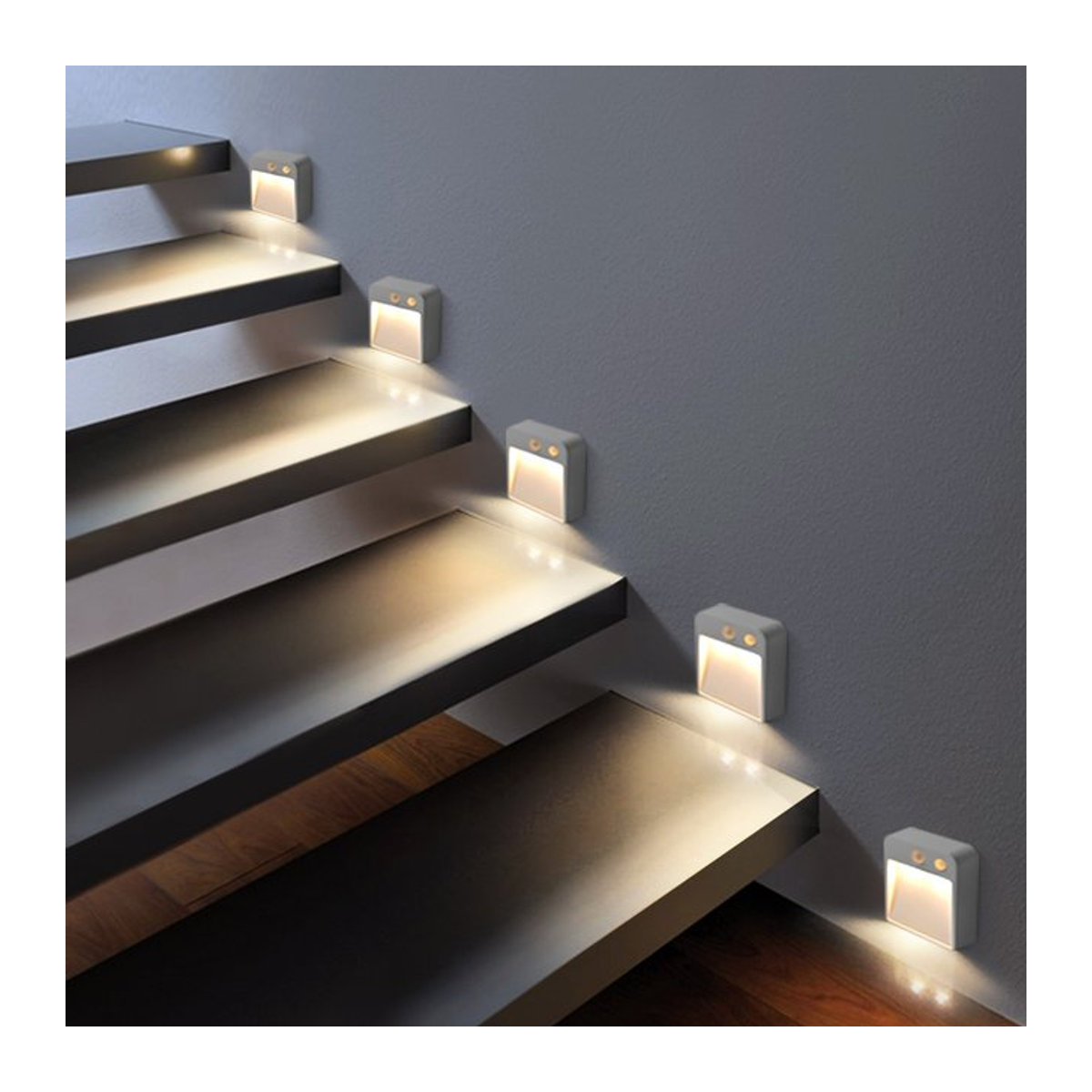 CHNAITEKE LED-Nachtlicht in Weiß mit PIR-Bewegungssensor, batteriebetrieben, minimalistische Wandleuchte für Schrank, Treppe und Raum - Bild 1