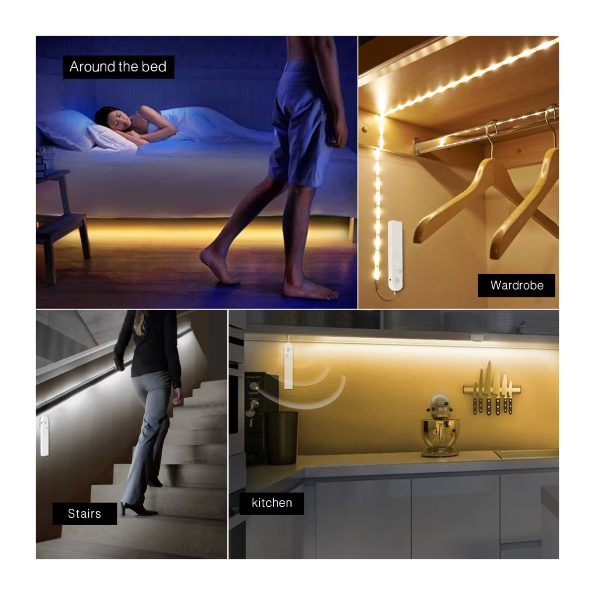 CHNAITEKE LED-Unterschrankleuchte in Weiß mit kabellosem PIR-Bewegungssensor und USB-Anschluss für Möbelbeleuchtung - Bild 3