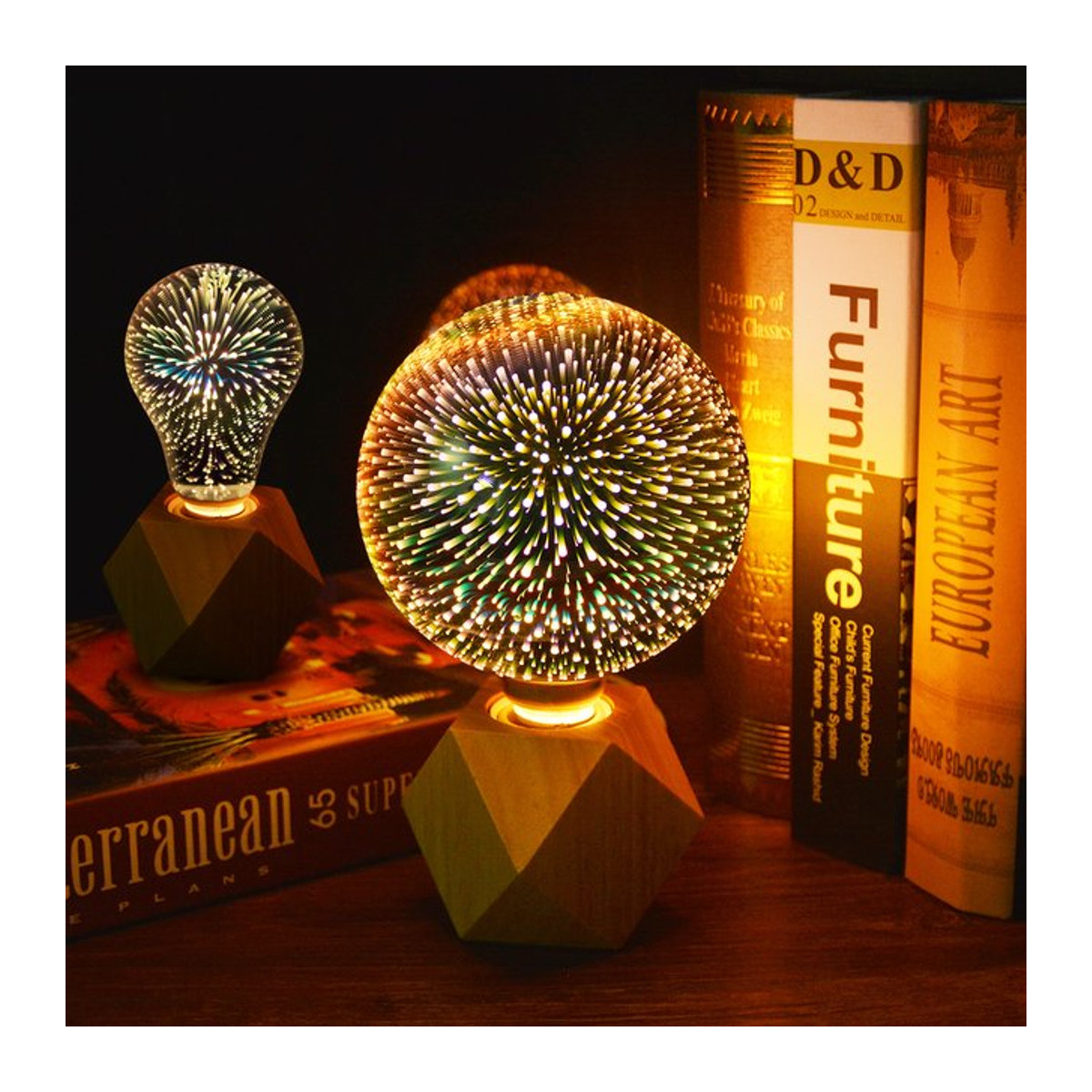 CHNAITEKE Retro LED Glühbirne E27 mit buntem 3D Feuerwerk Effekt für Vintage Nachtlampen - Bild 1