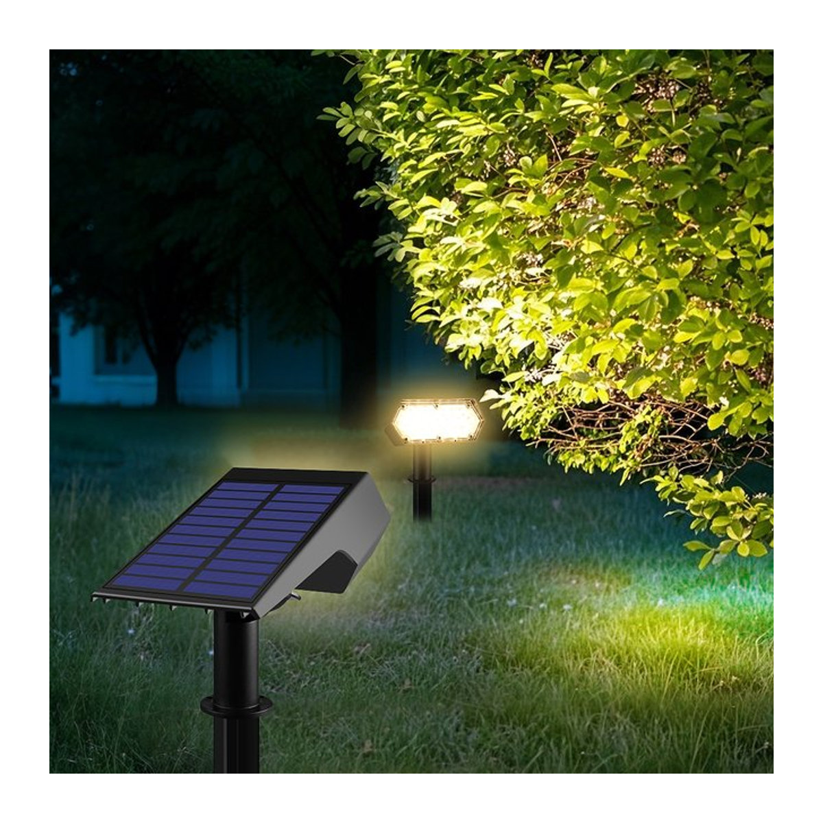 CHNAITEKE RGB Solar-Außenstrahler mit 19 LEDs, IP65 wasserdicht, Schwarz, für Garten und Landschaftsbau - Bild 1