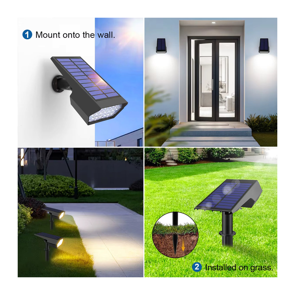 CHNAITEKE RGB Solar-Außenstrahler mit 19 LEDs, IP65 wasserdicht, Schwarz, für Garten und Landschaftsbau - Bild 6