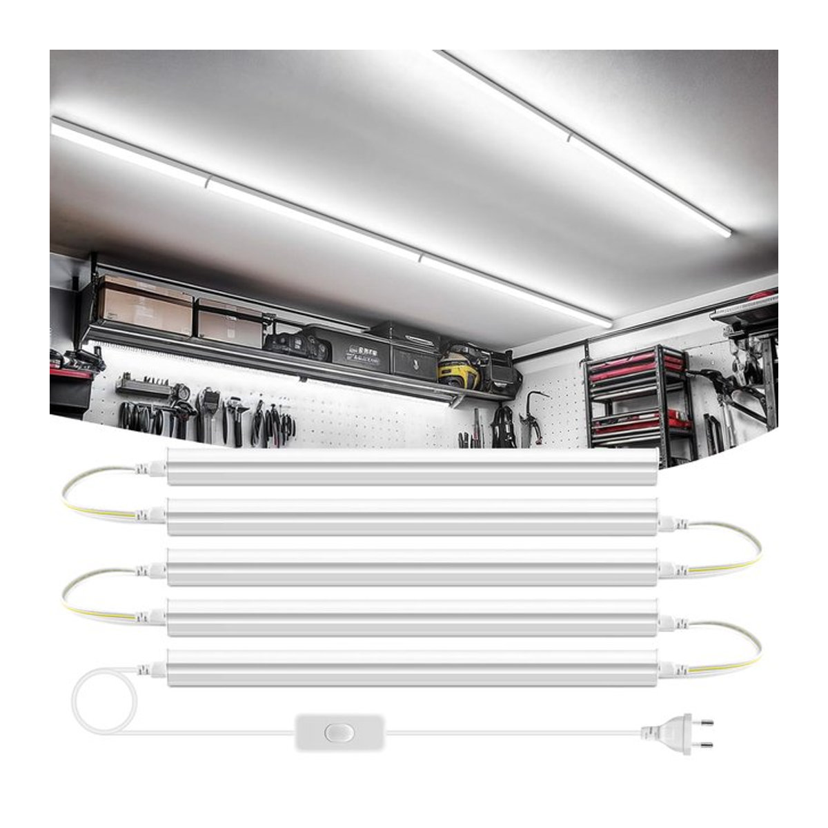 CHNAITEKE T5 LED-Röhrenleuchte aus Aluminium, 15 W, 50 cm, minimalistisches Design für Garagen, Küche oder als Unterschrankbeleuchtung - Bild 1