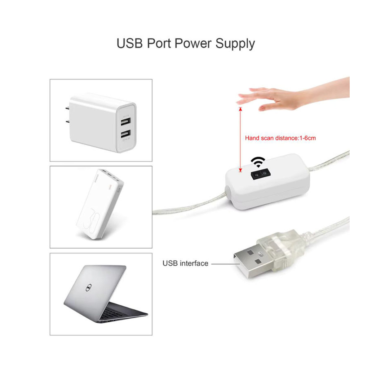 CHNAITEKE USB LED Möbelbeleuchtung mit Hand-Wisch-Bewegungssensor in Weiß - Bild 2