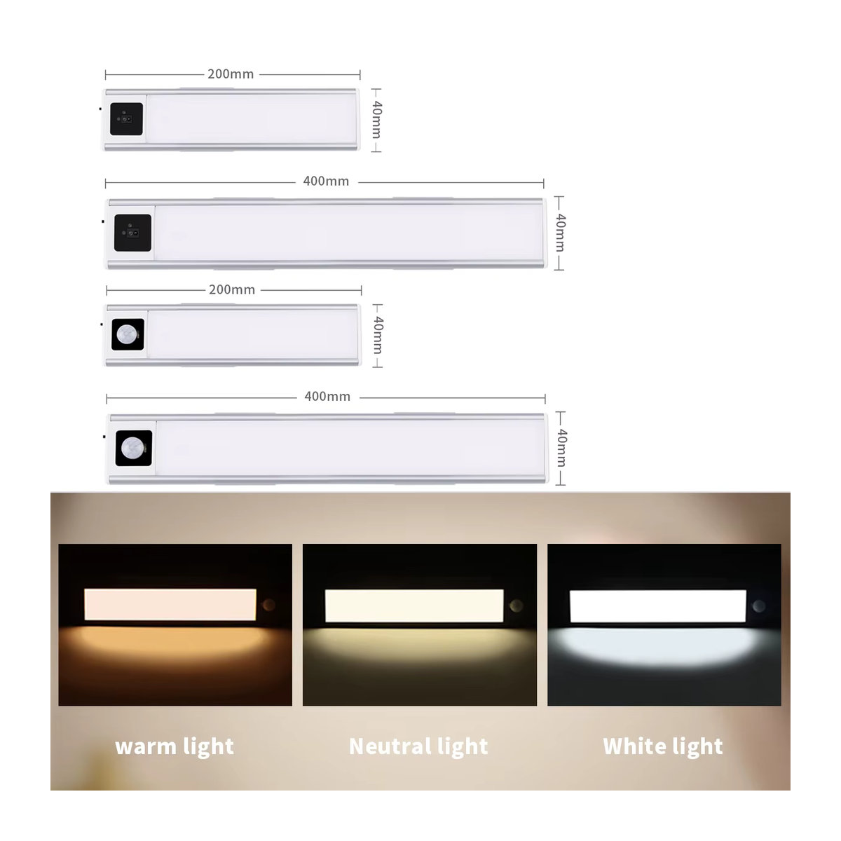 CHNAITEKE USB wiederaufladbare Barleuchte mit Handkehrsensor und PIR-Bewegungsinduktion, magnetische Halterung, minimalistisches Design - Bild 2