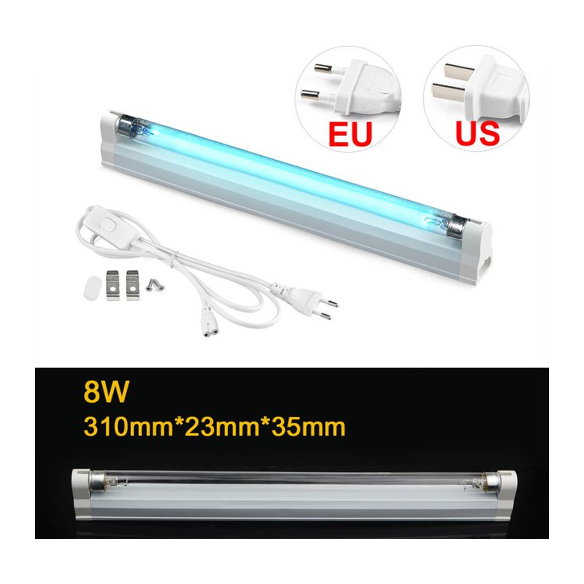 CHNAITEKE UV-Sterilisator-Licht UVC-Desinfektionslampe 8 W T5-Leuchtstoffröhre zur Milbenentfernung - Bild 1