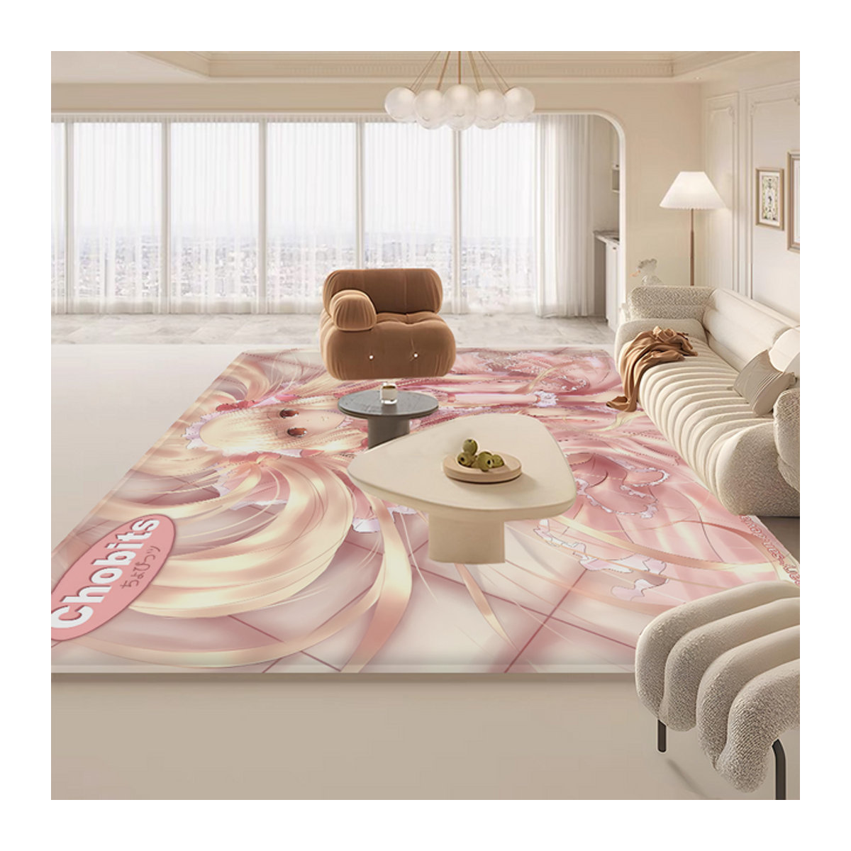Chobits Bodenmatte rosa rutschfest für Waschküche, Wohnzimmer oder Balkon - Bild 1