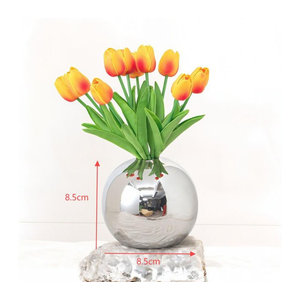 Chose One Kugelförmige Keramikvase in Silber für Schnittblumen und minimalistische Dekoration