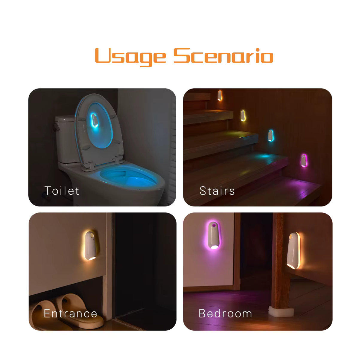 CHOUDAO TECH LED-Nachtlicht mit Bewegungssensor und Lichtsensor, USB-C-Aufladung, Bunt, Minimalistisches Design - Bild 3