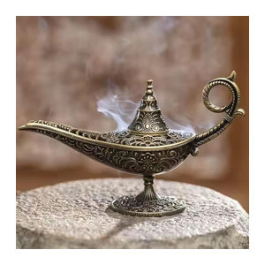 ChouJay Arabisches Räuchergefäß aus Metall in Gold mit floralem Design für orientalische Dekoration