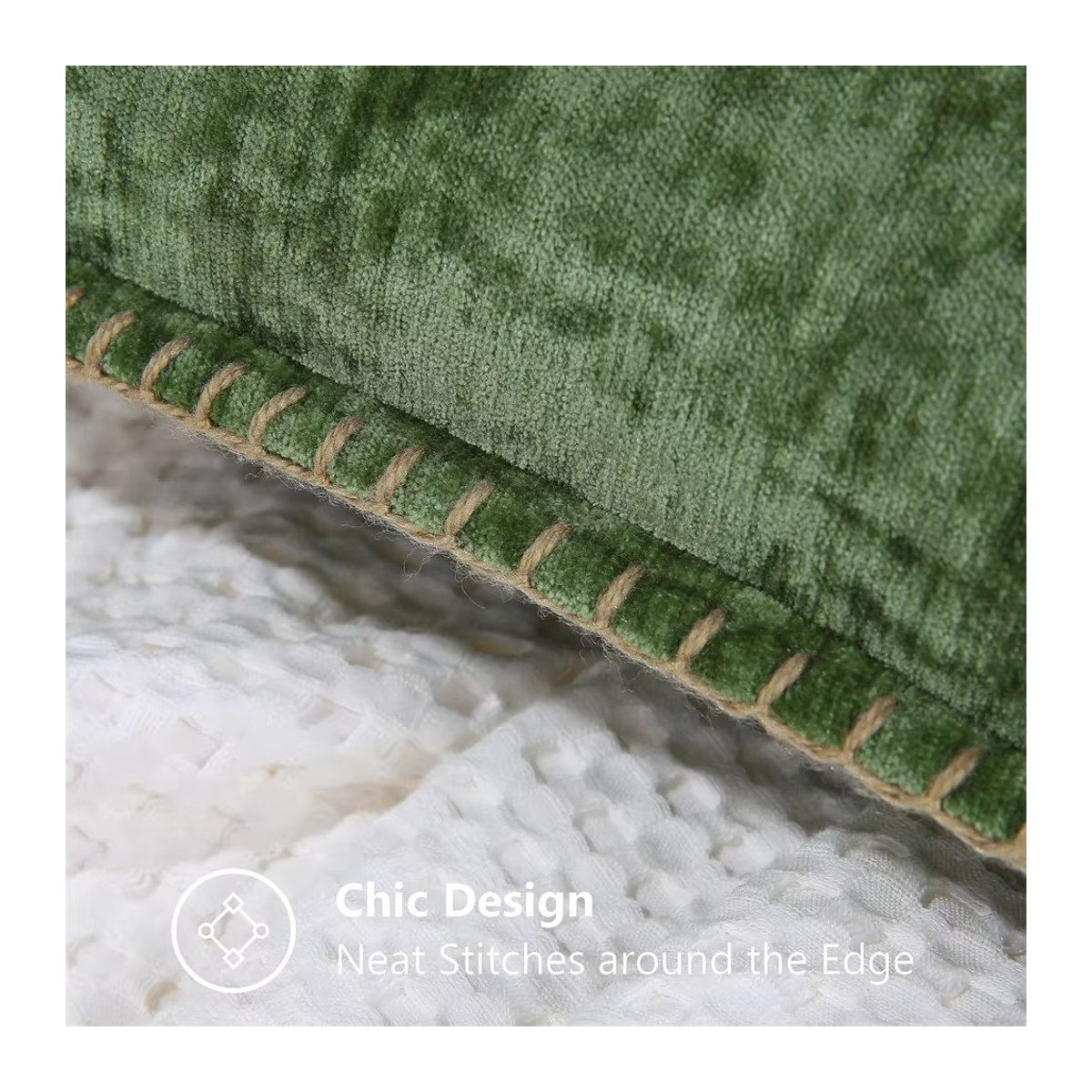 Chrimast Chenille-Kissenbezug Grün, dekorativer quadratischer Kissenbezug für Sofa und Bett, B/T/H: 45 x 45 x 45 cm - Bild 1