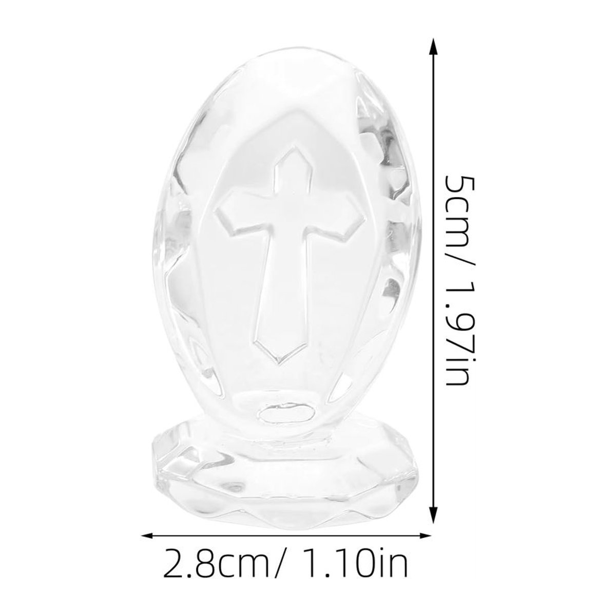 Christliches Kristallkreuz aus Glas in transparentem Design mit Basis und Geschenkbox als religiöse Dekoration - Bild 3
