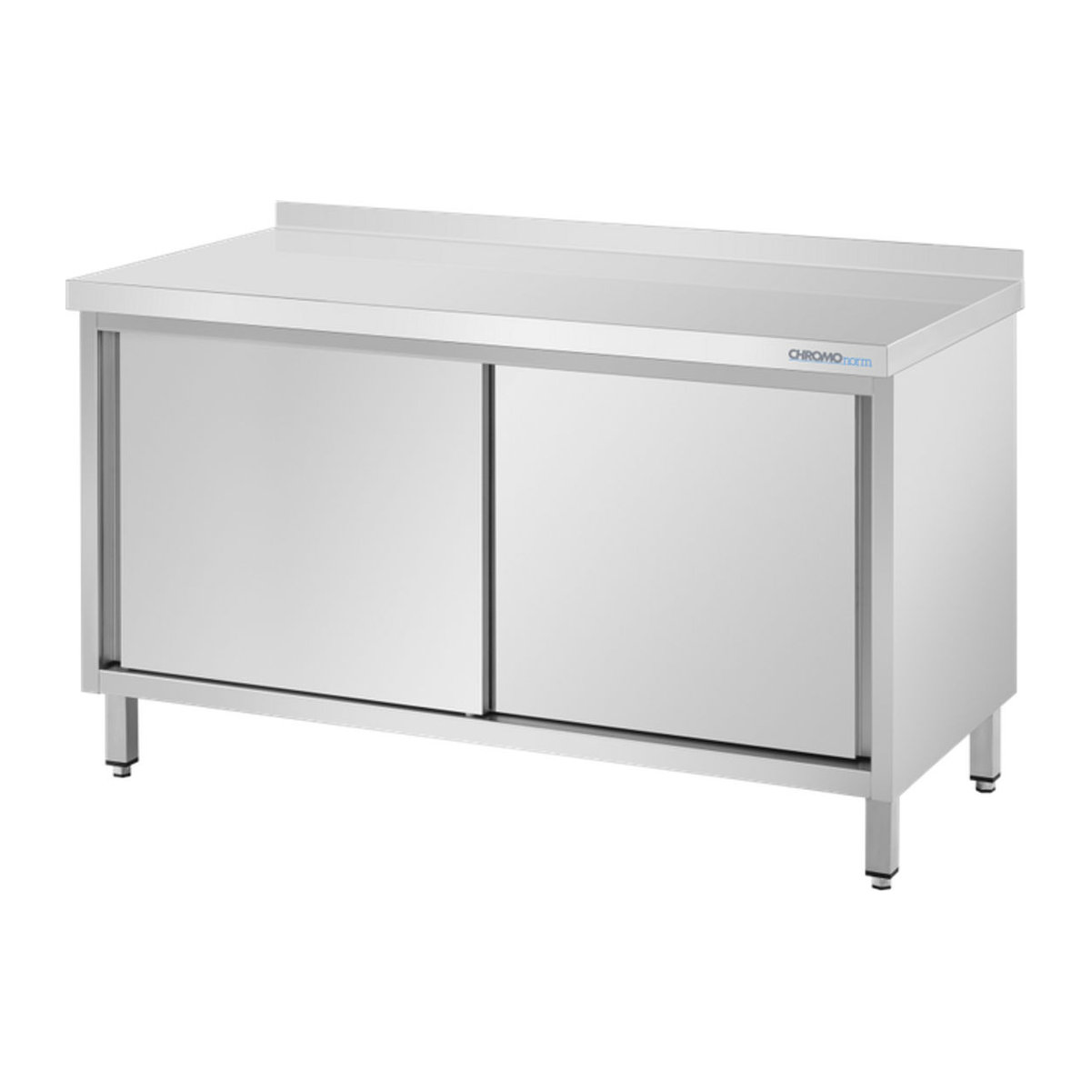 CHROMOnorm Arbeitsschrank mit Schiebetüren aus Edelstahl in Grau, B: 180 cm, H: 85 cm, T: 70 cm - Bild 1