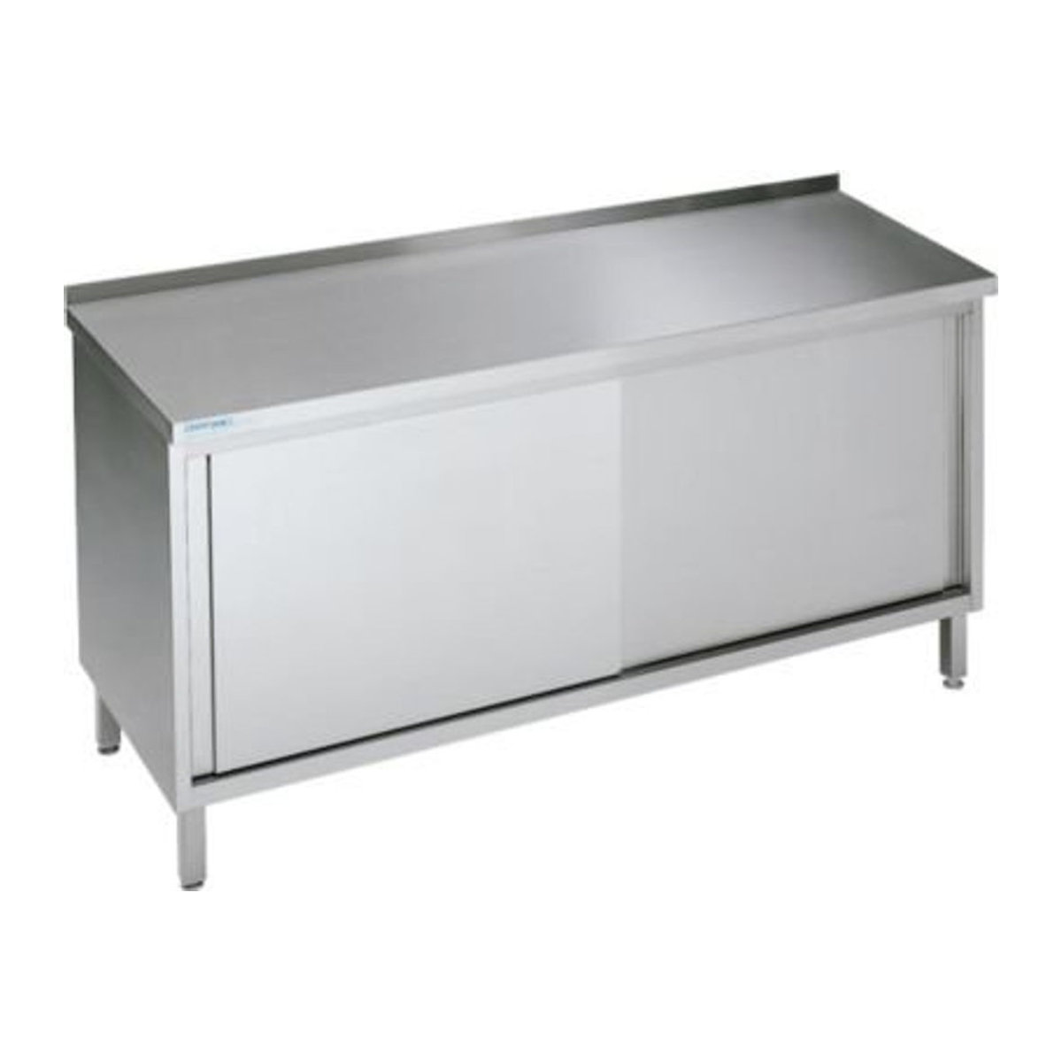 CHROMOnorm Arbeitsschrank mit Schiebetüren aus Edelstahl in Grau, B: 180 cm, H: 85 cm, T: 70 cm - Bild 2