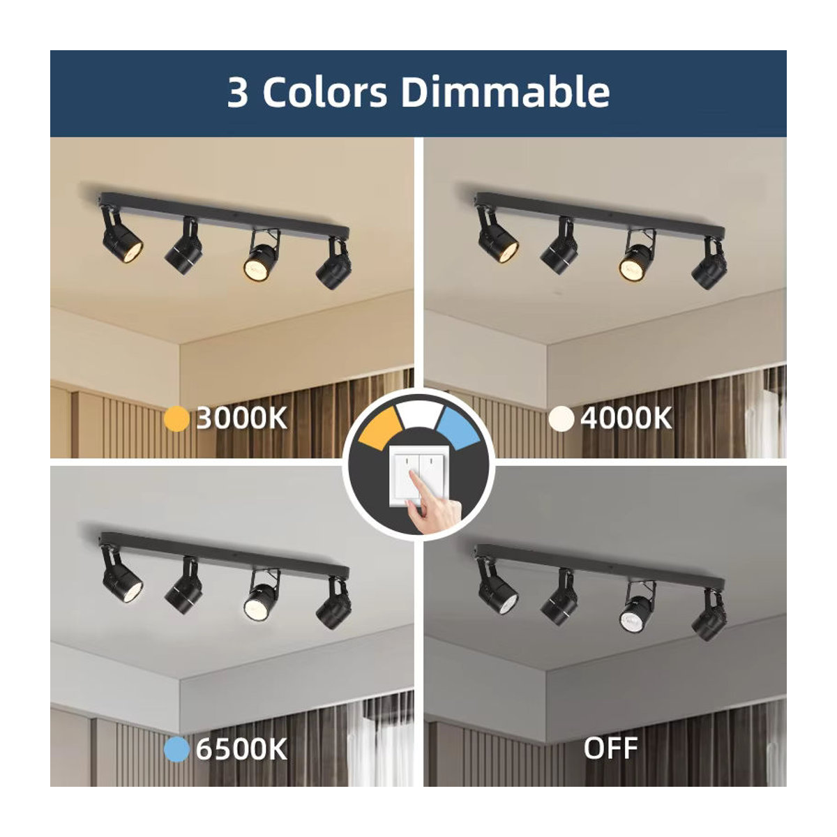 CHUANGYANG GU10 LED Deckenleuchte Modern Dimmbar mit 3 Farben für Wohnzimmer und Küche - Bild 3