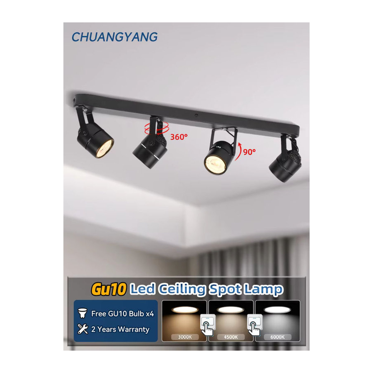 CHUANGYANG GU10 LED Deckenleuchte Modern Dimmbar mit 3 Farben für Wohnzimmer und Küche - Bild 7