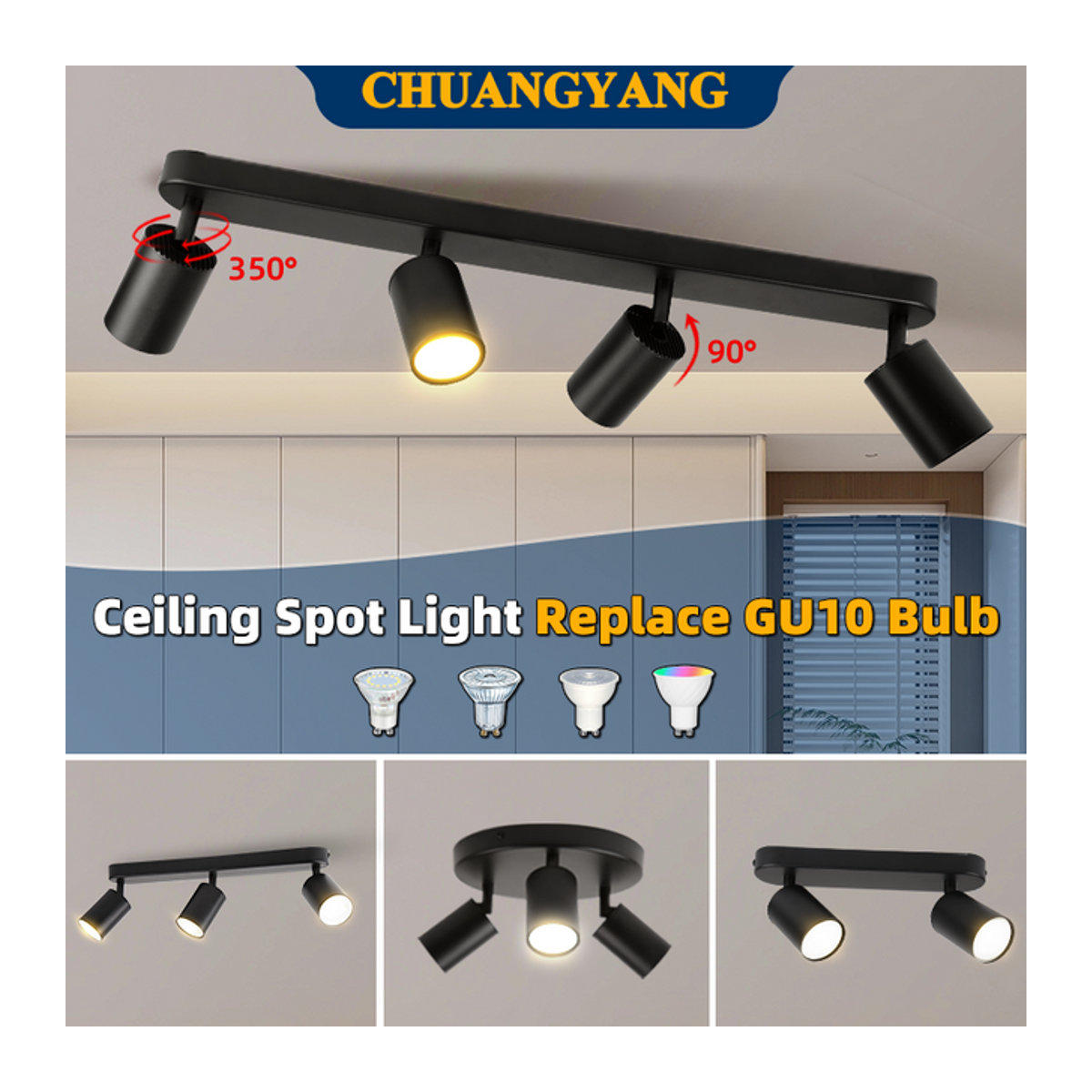 CHUANGYANG Moderne LED-Deckenleuchte aus Metall für Wohnzimmer und Korridor mit GU10 Fassung - Bild 1