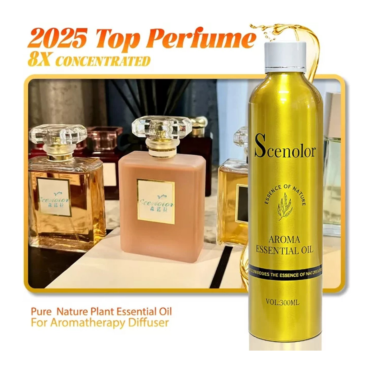 Chxnel COCQ Aromatherapie Öl Diffusor Oasis Home aus Glas in Gold, 300 ml, runder Duftdiffusor und Luftreiniger für Auto und Zuhause - Bild 1