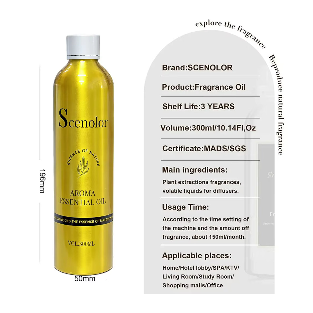 Chxnel COCQ Aromatherapie Öl Diffusor Oasis Home aus Glas in Gold, 300 ml, runder Duftdiffusor und Luftreiniger für Auto und Zuhause - Bild 2