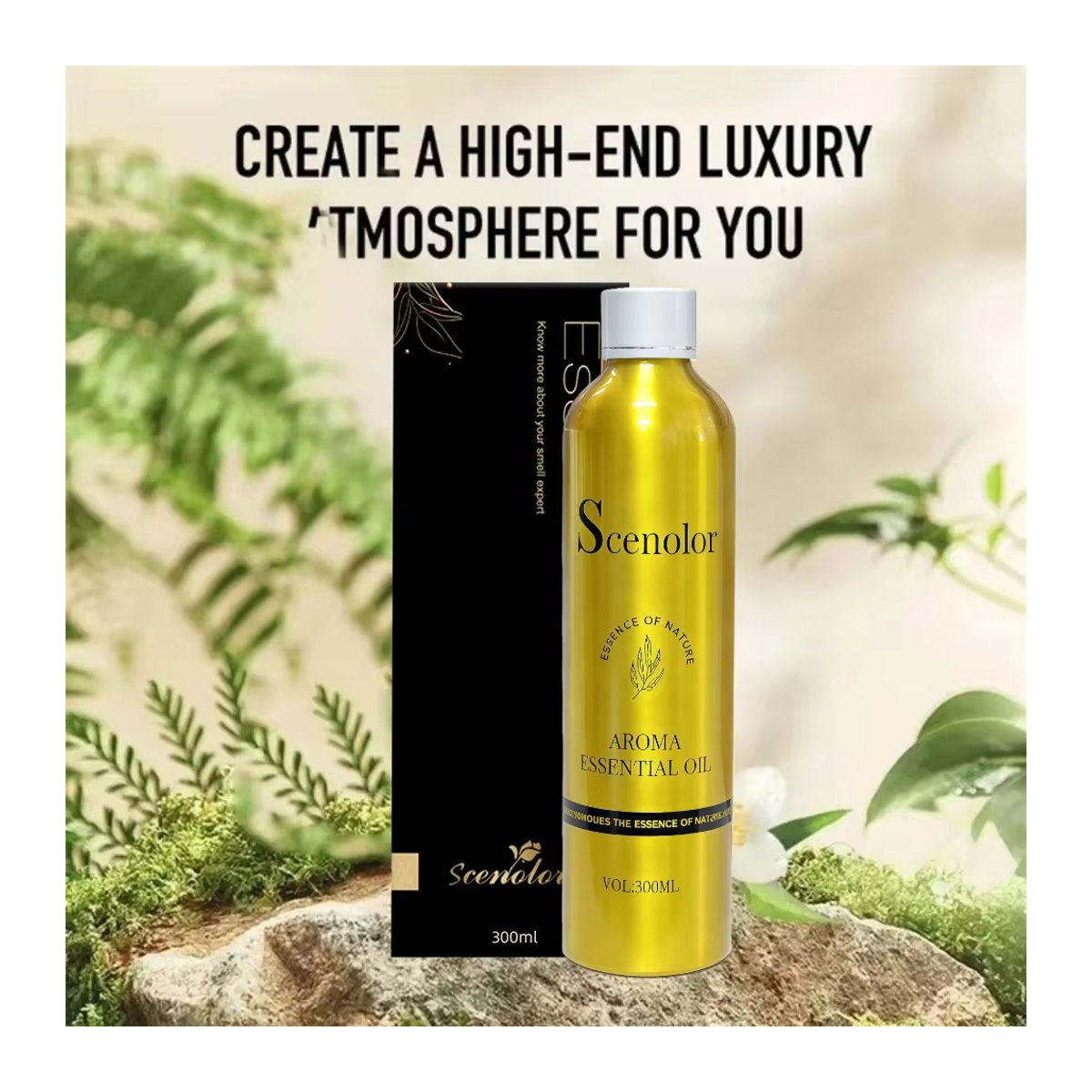 Chxnel COCQ Aromatherapie Öl Diffusor Oasis Home aus Glas in Gold, 300 ml, runder Duftdiffusor und Luftreiniger für Auto und Zuhause - Bild 5