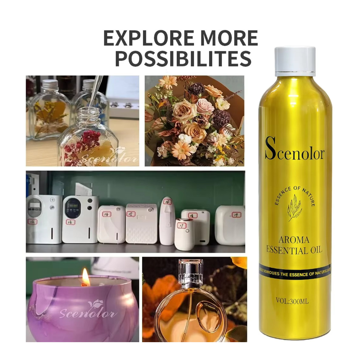 Chxnel COCQ Aromatherapie Öl Diffusor Oasis Home aus Glas in Gold, 300 ml, runder Duftdiffusor und Luftreiniger für Auto und Zuhause - Bild 6