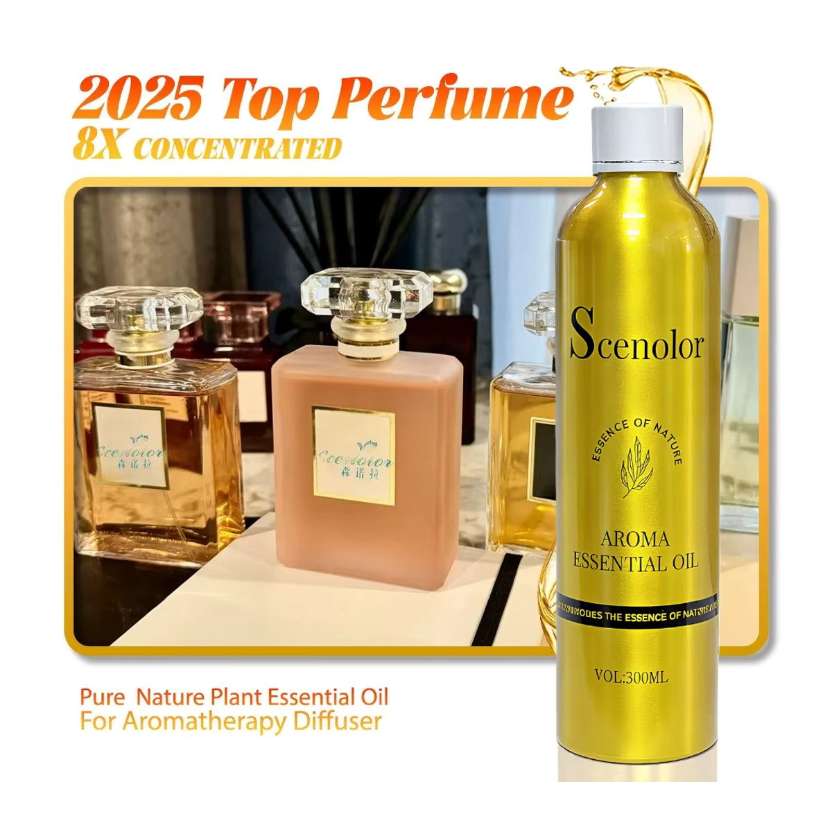 Chxnel COCQ Aromatherapie Öl Diffusor Oasis Home aus Glas in Gold, 300 ml, runder Duftdiffusor und Luftreiniger für Auto und Zuhause - Bild 7
