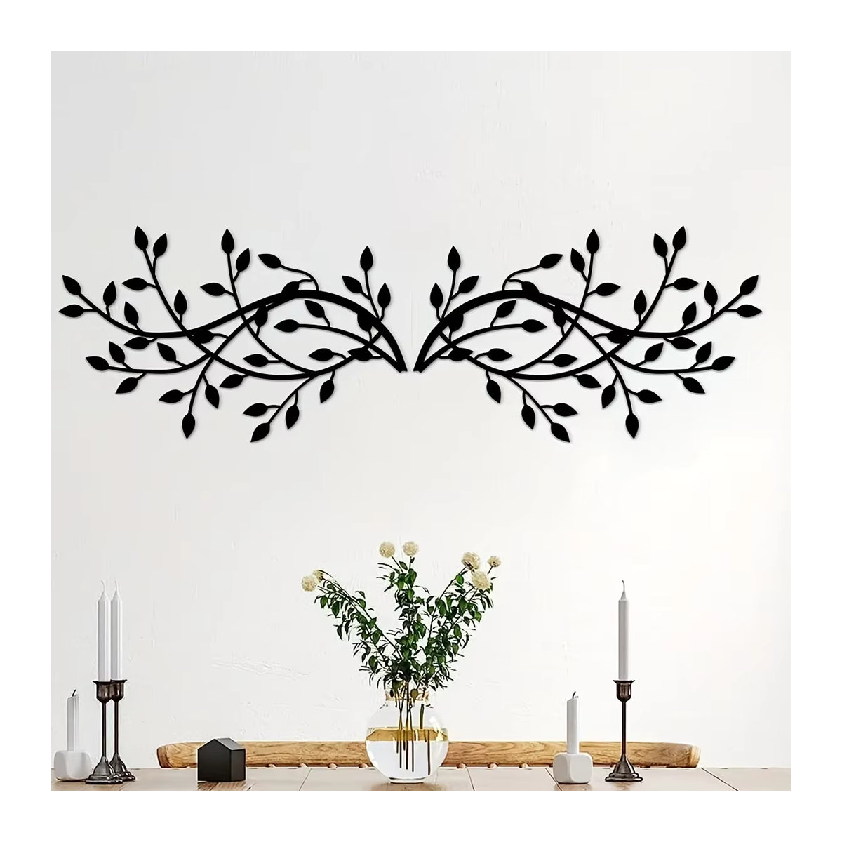 Cifbuy 2er-Set Elegante Wanddekoration aus Metall in Schwarz mit Blatt- und Baumdesign für Innen- und Außenbereiche - Bild 3