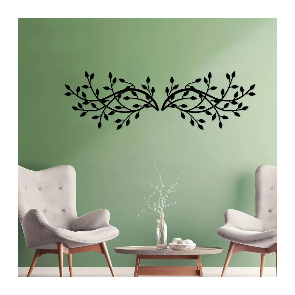 Cifbuy 2er-Set Elegante Wanddekoration aus Metall in Schwarz mit Blatt- und Baumdesign für Innen- und Außenbereiche - Bild 6